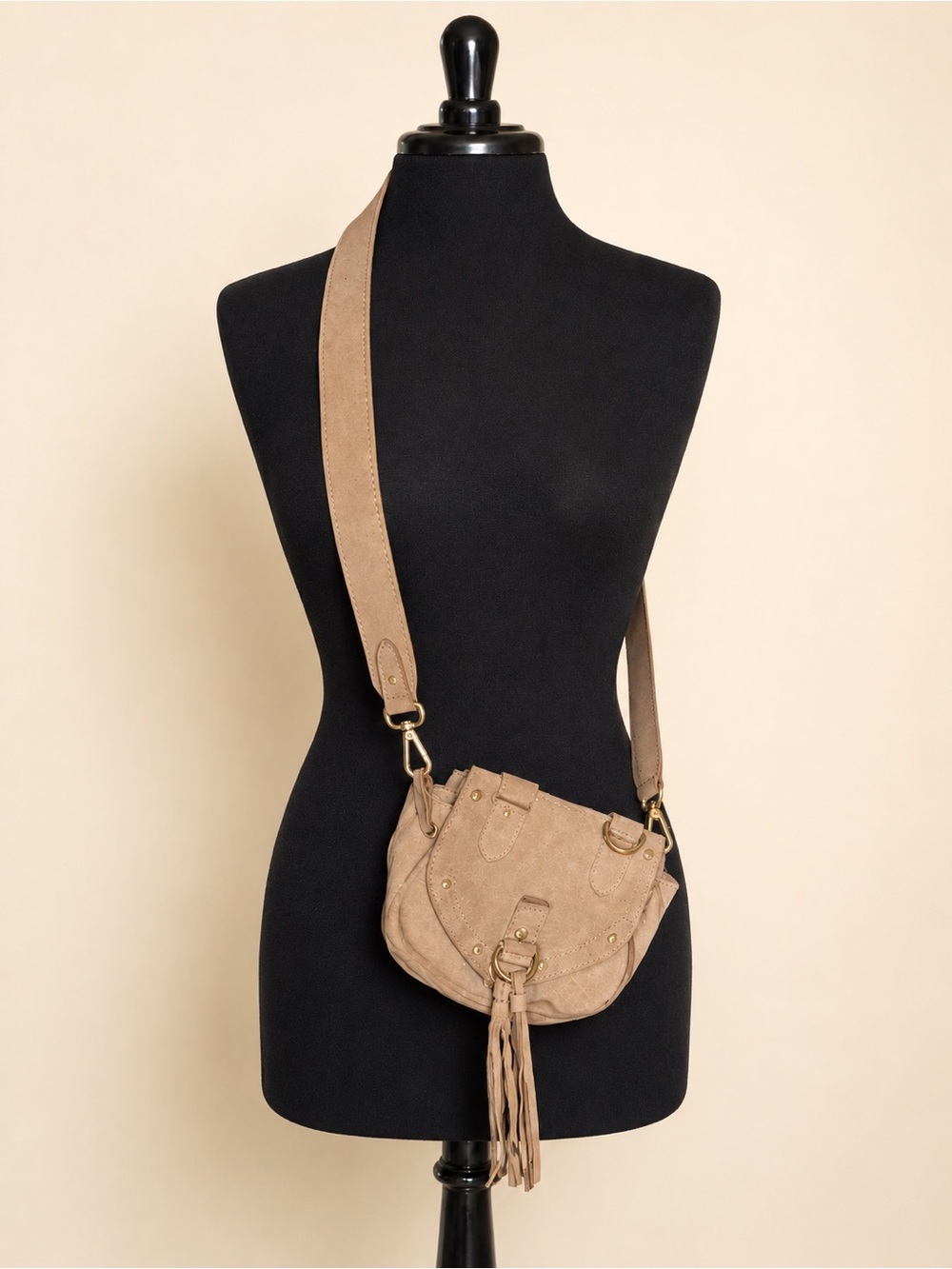 Authentic See by Chloé Tan Suede Tassel Saddle Crossbody Bag + COA